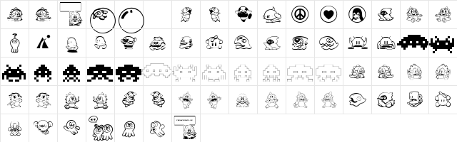 Taito All Stars Regular  glyph index