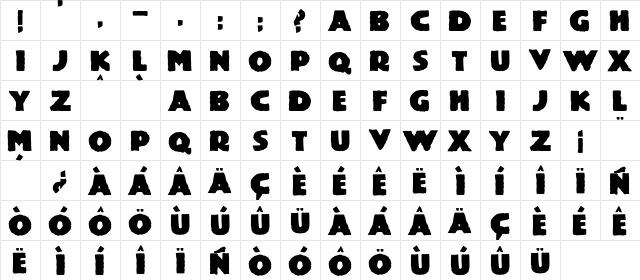 JMH Mummy Solid Regular  glyph index