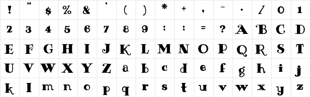 2Peas Menagerie Regular  glyph index