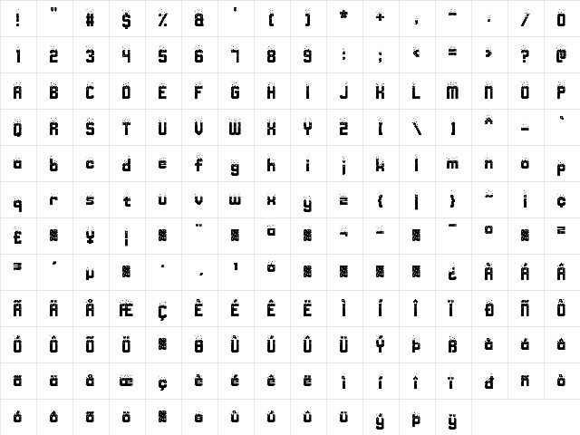Nightmare Codehack Regular  glyph index
