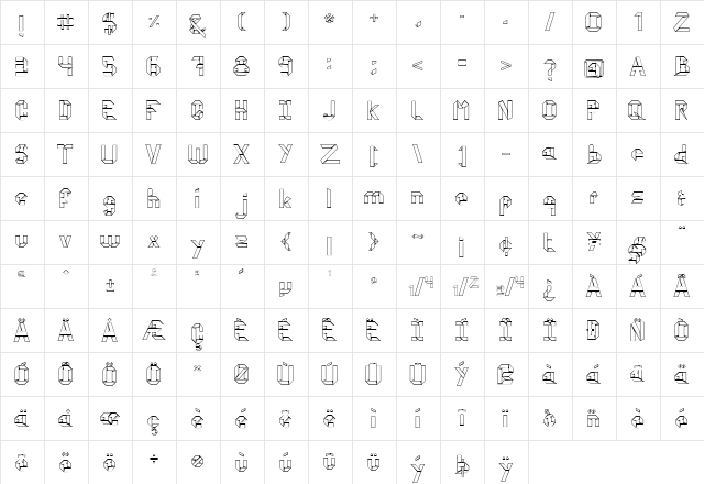 kubos origami Regular  glyph index