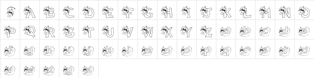 KG ANGELBEAR Regular  glyph index