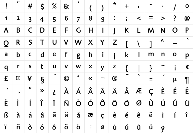 DTLCaspariST Medium  glyph index