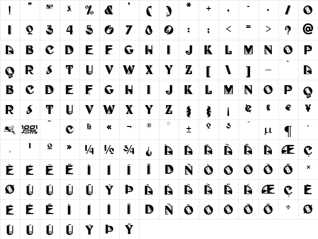 FullTilt Boogie NF Regular  glyph index