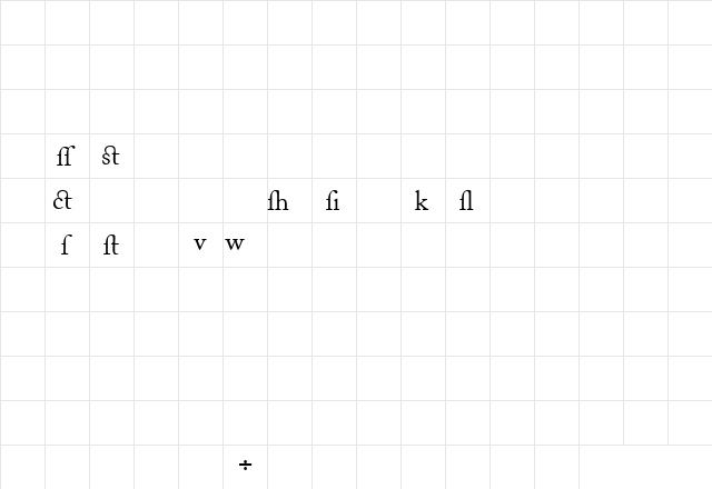 CaslonAlternateSSK Regular  glyph index