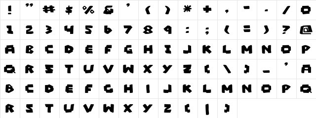 Mad Marker Regular  glyph index