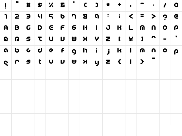 Teacher_A Regular  glyph index