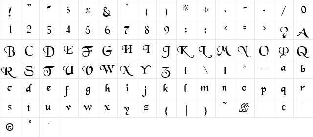 Tenace SSi Regular  glyph index