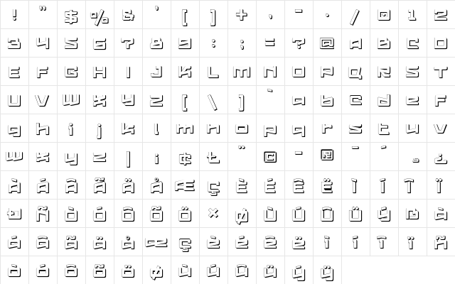 Logofontik 4F Extruded Regular  glyph index