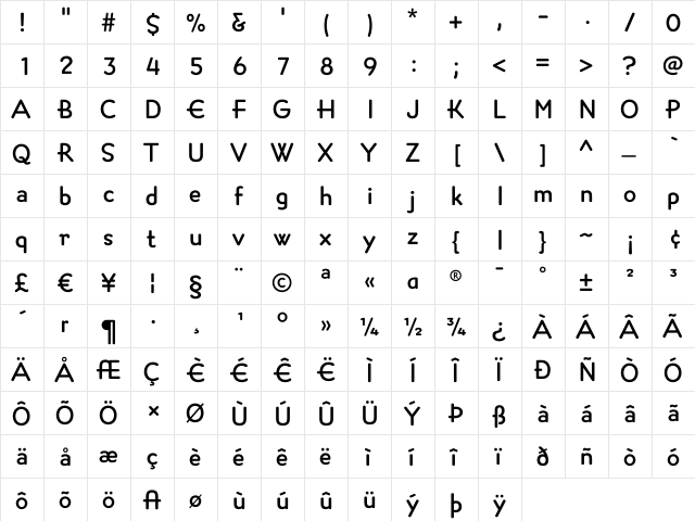 ConcertoRoundedSGA TT Medium  glyph index