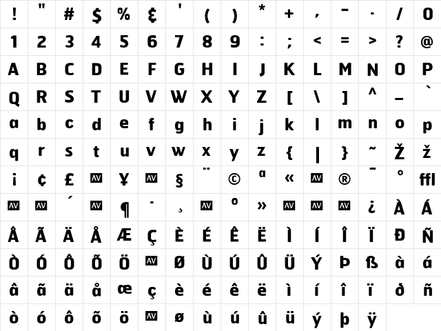 Hermes Regular  glyph index