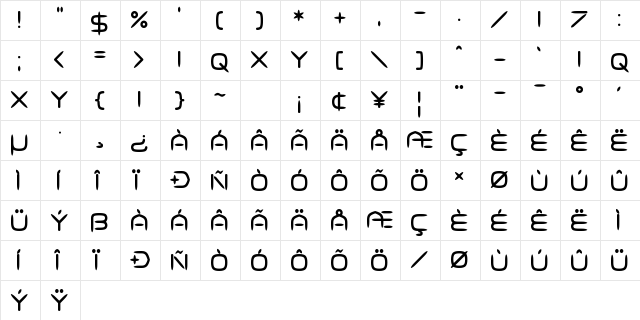 Fasterisq Regular  glyph index