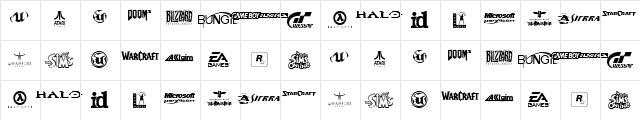 Game Logos Regular  glyph index