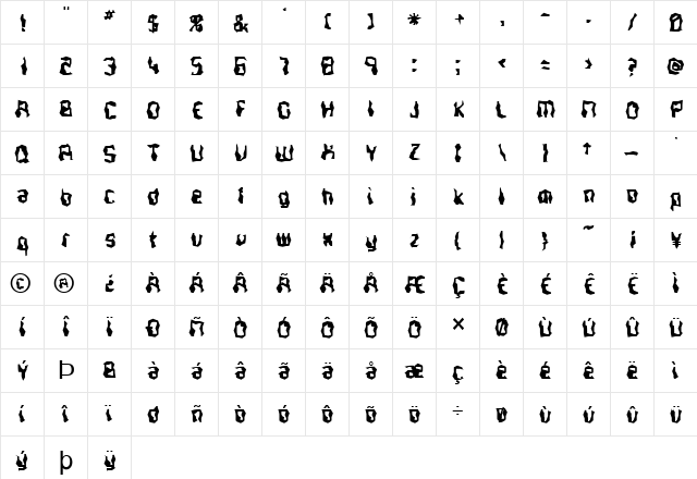 FZ WACKY 37 Normal  glyph index