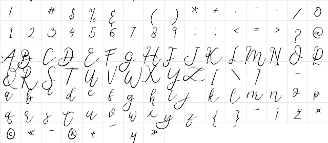 Melburn Regular  glyph index