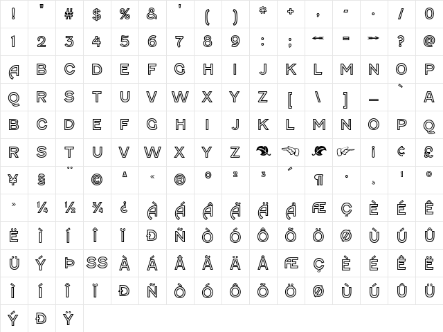 Fenwick Outline Free Regular  glyph index
