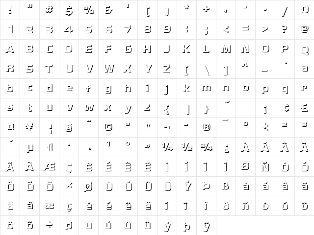 Becker Only Shadow Regular  glyph index