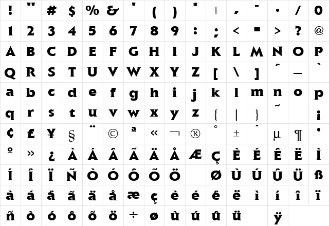 Elan Regular  glyph index