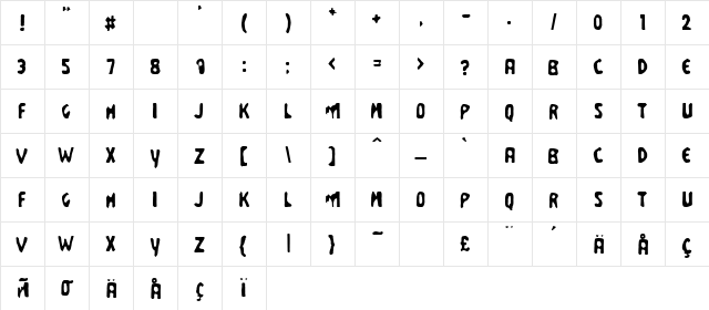 Business Suit Regular  glyph index