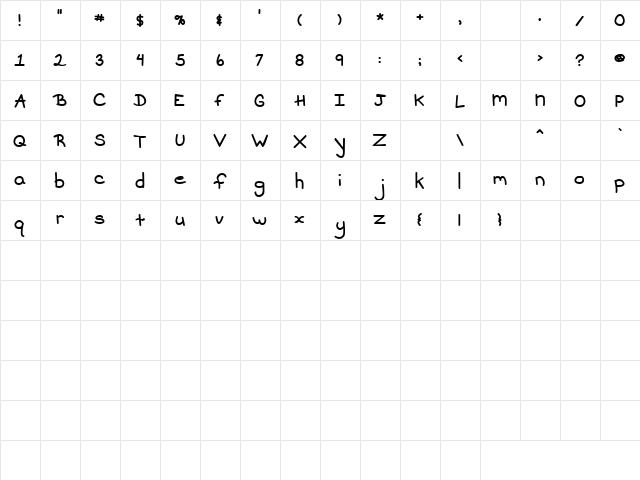 LD Fine Print 11 Regular  glyph index