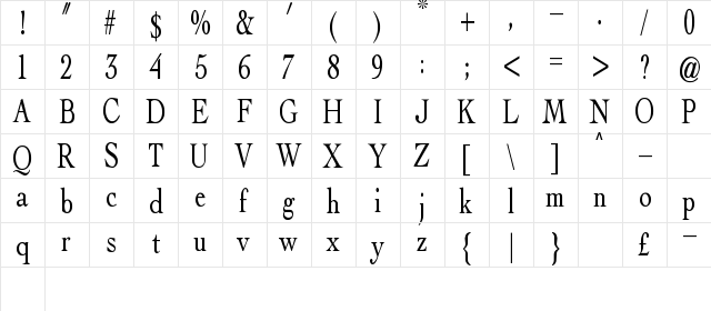 Amigo Regular  glyph index