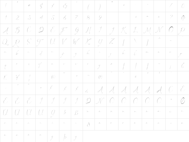 Febyetska Regular  glyph index