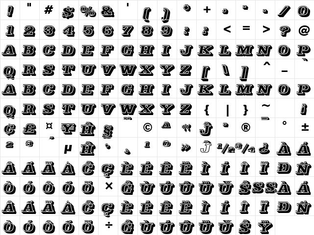 Decorated035 BT Eo Regular  glyph index