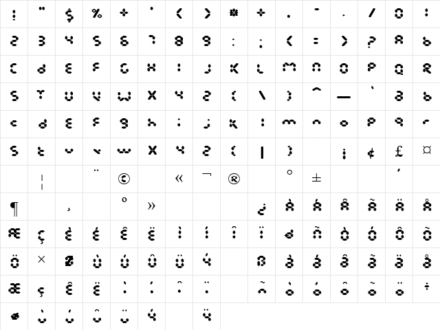 Endless Showroom Regular  glyph index