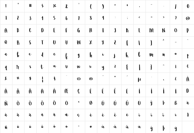 Wildemount Rough Regular  glyph index