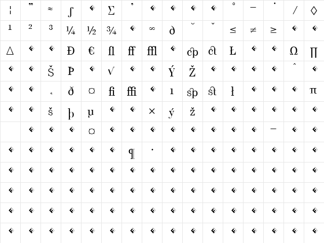 CelliniTitling-RegularExp Regular  glyph index