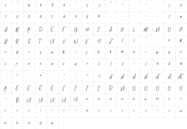 Northgate Regular  glyph index