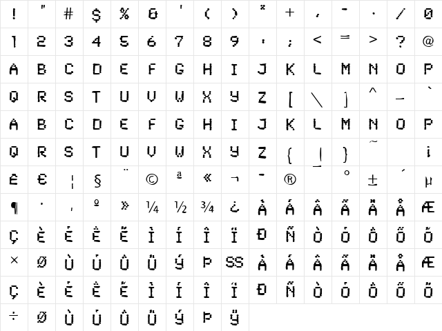 Dirty48 Bold  glyph index