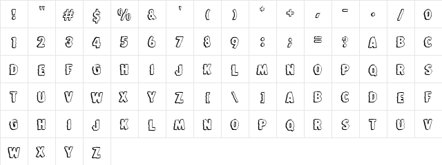 Bedrock Regular  glyph index