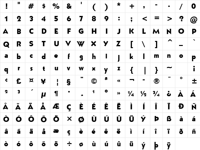 Bully Normal  glyph index