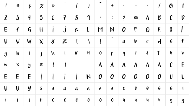Clegane Regular  glyph index