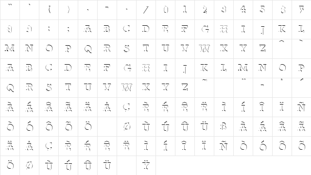 ReliefDeco Regular  glyph index