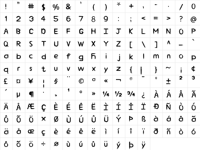 EP Chilli Regular  glyph index
