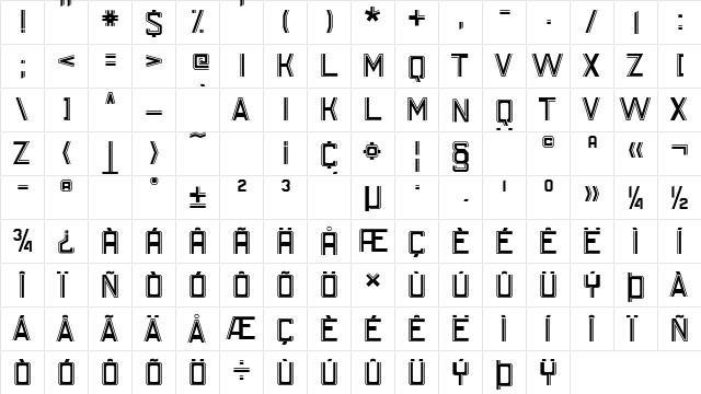 SU-30SM 630  glyph index