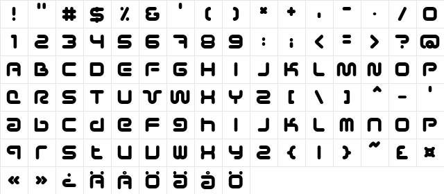 Sci Fied Bold  glyph index