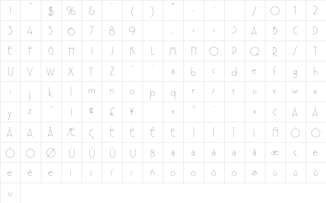 Premier .. Lightline  glyph index