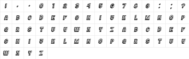 Casino 3D Marquee Italic  glyph index