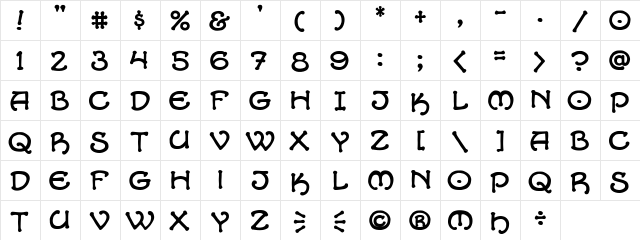 CCAlchemite Regular  glyph index