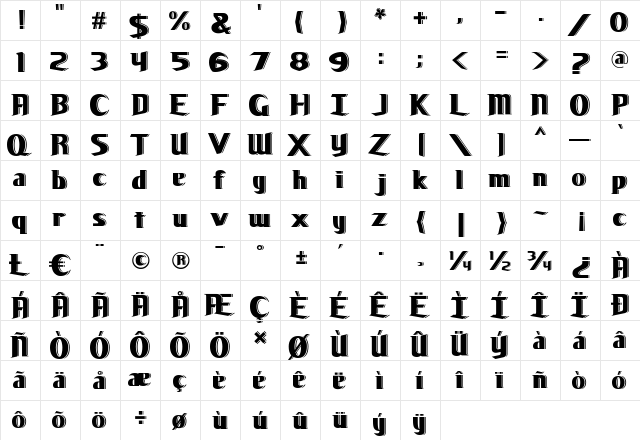 La Mesa Regular  glyph index