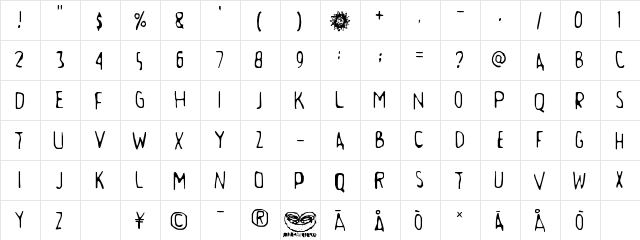 Aamunkoi Regular  glyph index