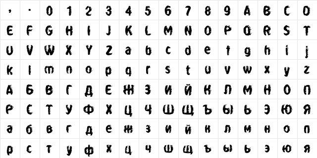 Whirl Cyrillic Regular  glyph index