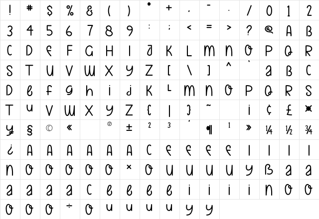 HAPPY CHRISTMAS Regular  glyph index