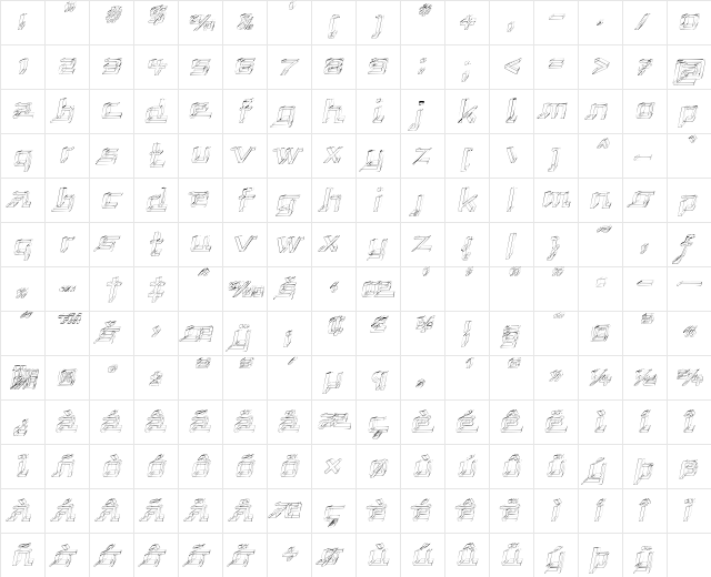 Republika - Sktech Italic  glyph index