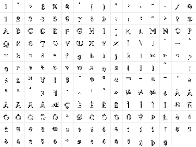 Dumbledor 2 Shadow Regular  glyph index