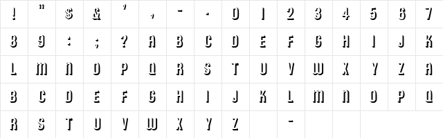 Shadow 4 Regular  glyph index