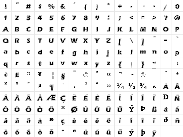 UKIJ Tuz Neqish Regular  glyph index